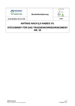 Antrag Nach § 6 Nabeg V3: Steckbrief Für Das Trassenkorridorsegment Nr. 36