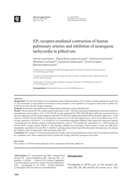 EP3 Receptor-Mediated Contraction of Human Pulmonary Arteries And