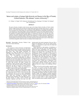 Nature and Origins of Unique High Diversity Reef Faunas in the Bay of Tomini, Central Sulawesi: the Ultimate “Centre of Diversity”?