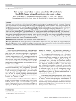 (Myrciaria Dubia (Kunth) Mc Vaugh) Using Different Temperatures And