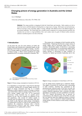 Changing Picture of Energy Generation in Australia and the United States