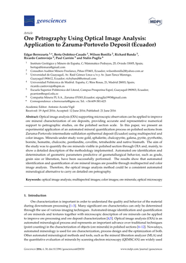 Ore Petrography Using Optical Image Analysis: Application to Zaruma-Portovelo Deposit (Ecuador)