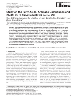 Study on the Fatty Acids, Aromatic Compounds and Shelf Life Of