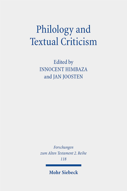 Philology and Textual Criticism