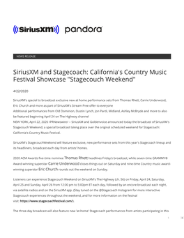 Siriusxm and Stagecoach: California's Country Music Festival Showcase 