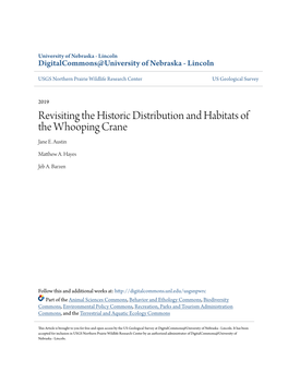 Revisiting the Historic Distribution and Habitats of the Whooping Crane Jane E