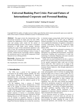 Universal Banking Post Crisis: Past and Future of International Corporate and Personal Banking
