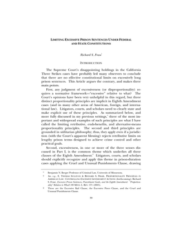 Richard S. Frase* the Supreme Court's Disappointing Holdings in the California Three Strikes Cases Have Probably Led Many Obse