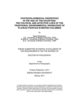 Postdevelopment Properties