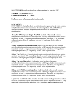 SOLU-MEDROL (Methylprednisolone Sodium Succinate for Injection, USP)