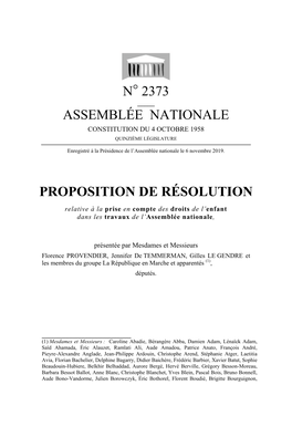 N° 2373 Assemblée Nationale Proposition De Résolution
