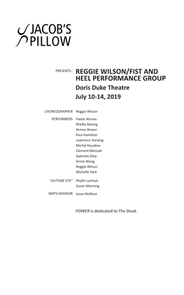 Reggie Wilson/Fist and Heel Performance Group