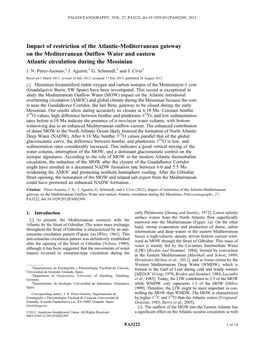 Impact of Restriction of the Atlantic-Mediterranean Gateway on the Mediterranean Outflow Water and Eastern Atlantic Circulation During the Messinian J