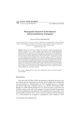 Phylogenetic Characters in the Humerus and Tarsometatarsus of Penguins