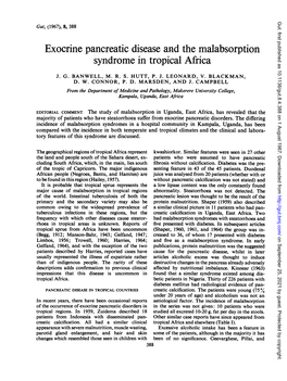 Exocrine Pancreatic Disease Andthe Malabsorption Syndrome in Tropical