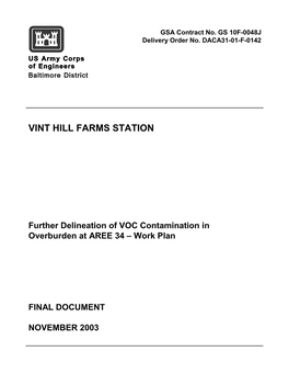 Vint Hill Farms Station: Further Delineation of VOC Contamination