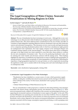 Seawater Desalination in Mining Regions in Chile