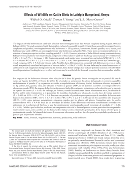 Effects of Wildlife on Cattle Diets in Laikipia Rangeland, Kenya Wilfred O