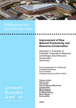 Improvement of Raw Material Productivity and Resource Conservation