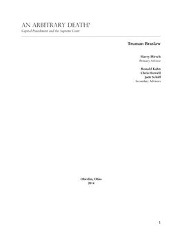 An Arbitrary Death? Capital Punishment and the Supreme Court ______