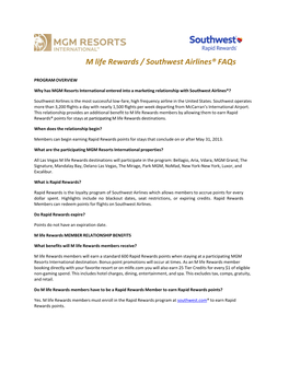 M Life Rewards / Southwest Airlines® Faqs