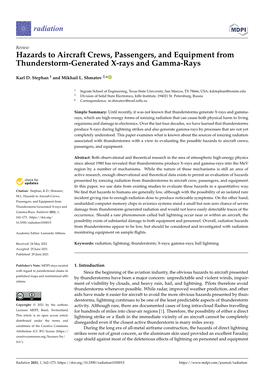 Hazards to Aircraft Crews, Passengers, and Equipment from Thunderstorm-Generated X-Rays and Gamma-Rays