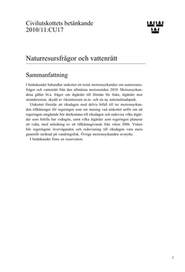 Naturresursfrågor Och Vattenrätt