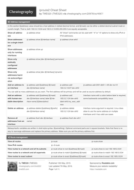 Iproute2 Cheat Sheet by TME520 (TME520) Via Cheatography.Com/20978/Cs/4067