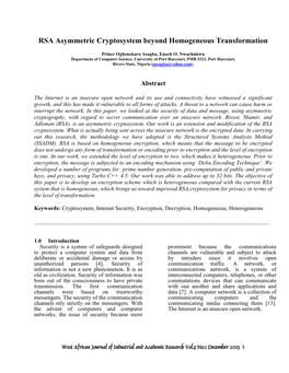 RSA Asymmetric Cryptosystem Beyond Homogeneous Transformation