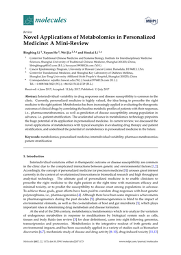 Novel Applications of Metabolomics in Personalized Medicine: a Mini-Review