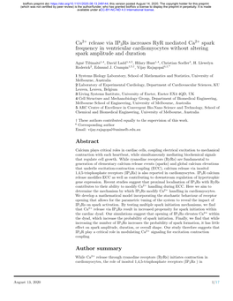 Ca2+ Release Via Ip3rs Increases Ryr Mediated Ca2+ Spark