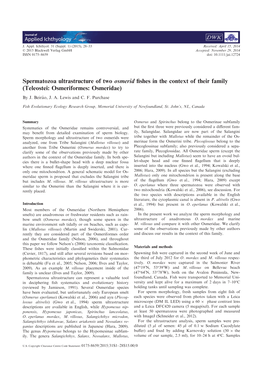 Spermatozoa Ultrastructure of Two Osmerid Fishes in the Context of Their