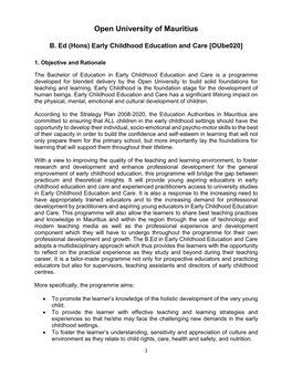 (Hons) Early Childhood Education and Care [Oube020]