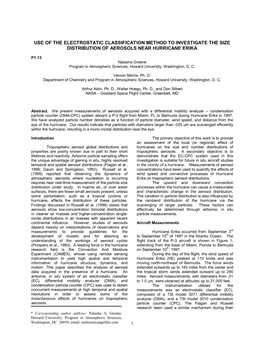 Use of the Electrostatic Classification Method to Investigate the Size Distribution of Aerosols Near Hurricane Erika