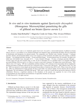 In Vivo and in Vitro Treatments Against Sparicotyle Chrysophrii