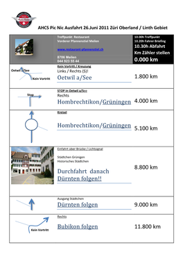 0.000 Km Oetwil A/See 1.800 Km Hombrechtikon/Gru Ningen 4.000