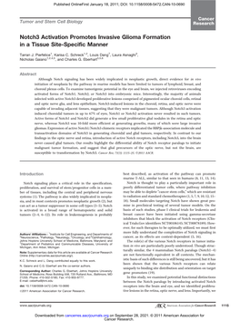 Notch3 Activation Promotes Invasive Glioma Formation in a Tissue Site-Specific Manner