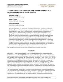 Victimization of the Homeless: Perceptions, Policies, and Implications for Social Work Practice