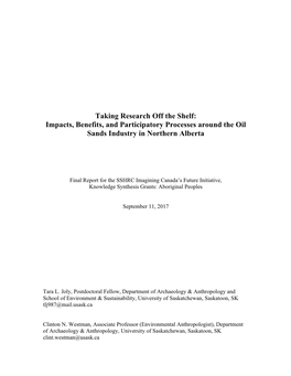 Impacts, Benefits, and Participatory Processes Around the Oil Sands Industry in Northern Alberta