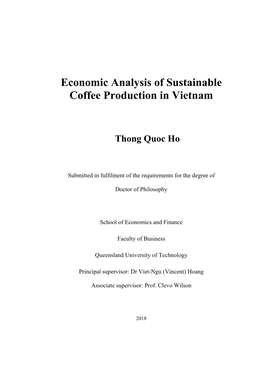 Economic Analysis of Sustainable Coffee Production in Vietnam