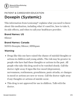 Doxepin (Systemic)