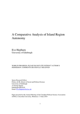 A Comparative Analysis of Island Region Autonomy