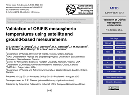 Validation of OSIRIS Mesospheric Temperatures