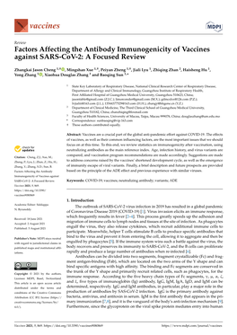 Factors Affecting the Antibody Immunogenicity of Vaccines Against SARS-Cov-2: a Focused Review