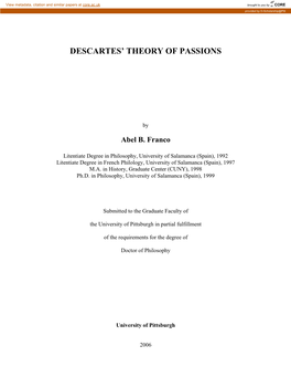 Descartes' Theory of Passions