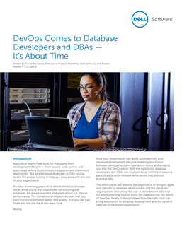 Devops Comes to Database Developers and Dbas