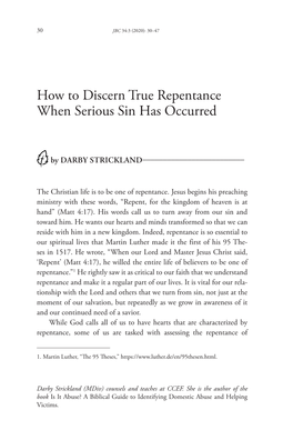 How to Discern True Repentance When Serious Sin Has Occurred
