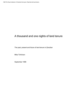A Thousand and One Nights of Land Tenure