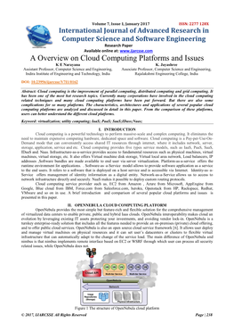 A Overview on Cloud Computing Platforms and Issues K E Narayana K