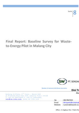 Final Report: Baseline Survey for Waste- To-Energy Pilot in Malang City